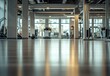 © BerkahStock - Gym Floor with Reflections of Light and Equipment