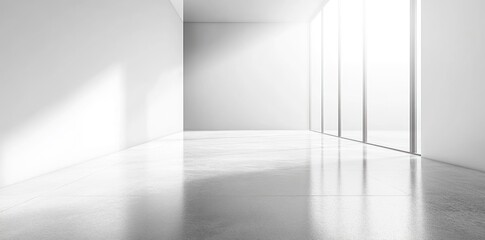 minimalist white room with window and sunbeams