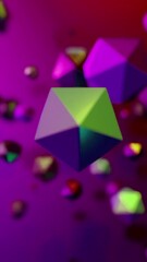 Wall Mural - rotating geometric polygons. design. spinning stream with geometric 3d polygons. molecular flow in f