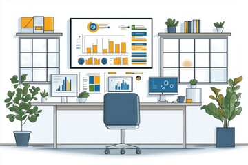 Wall Mural - Basic drawing of a pitch deck with key business metrics, [Data-Driven Pitch], [Business Strategy], No logo, No Trademark, No text, minimal concept with copy space for stock photo
