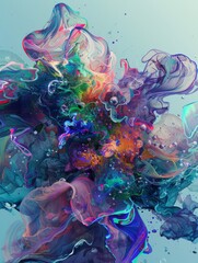 Canvas Print - A vibrant abstract art piece showcasing an explosion of colors and undulating organic forms, creating an intense sense of dynamic movement and profound emotion.