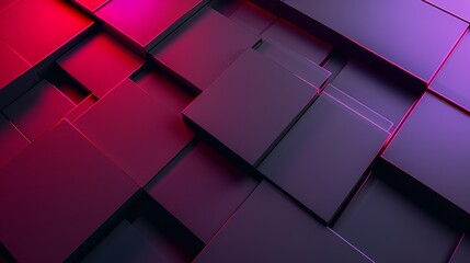 Poster - This image features a vivid geometric pattern, with interconnected rectangular blocks in red and purple hues, creating a modern, dynamic design.