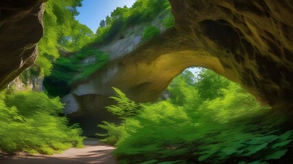 Wall Mural - forest, cliffs, caves