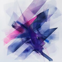 Poster - An abstract digital artwork showcasing a mix of angular, colorful shapes with predominant hues of blue, pink, and purple, creating a dynamic layout.