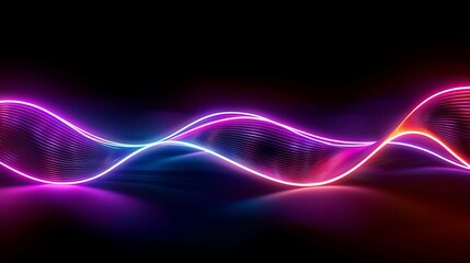 Wall Mural - 3d rendering of vibrant neon wavy lines glowing in the dark - abstract modern background with colorf