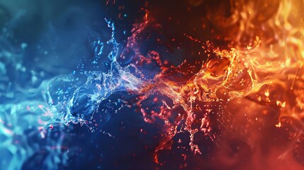 Wall Mural - high-resolution abstract wallpaper featuring an exploding water-cooled computer case with energetic 