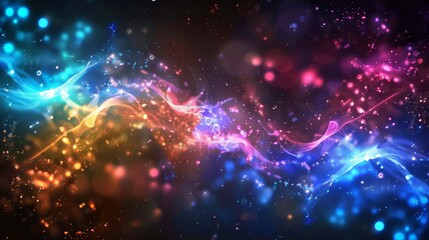 Wall Mural - futuristic abstract background with glowing colorful lights and dynamic geometric shapes, vibrant ne