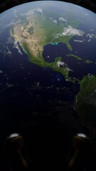 Wall Mural - The rotating planet Earth. Design. A black background with the Earth making a defense around its axis in abstraction.