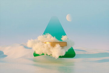 Aufkleber - Winter Christmas podium backdrop for product display with snow landscape background. 3d rendering