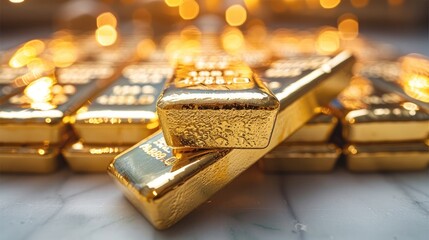Poster - Gold bars background. Gold bars financial business economy concepts, wealth and reserve success in business and finance. Generative AI.