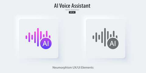Fototapete - Generate music by AI icon. A set of 3D button with symbol. Artificial intelligence creates music concepts. Machine learning text to generate Musical. UI UX design for app and web. Vector illustration.