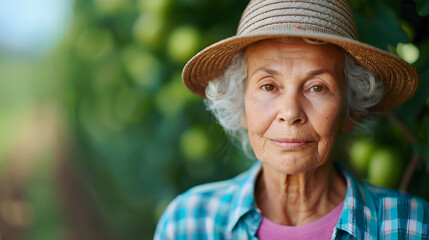 Wall Mural - Elderly Gardening Elderly With Rosy Skin Curv