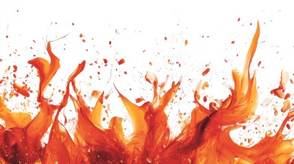 Wall Mural - An abstract depiction of vibrant flames with splashes and dynamic movement.