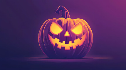 Glowing Jack-o'-Lantern on a Purple Background