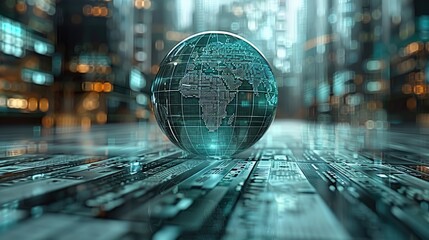 Leinwandbilder - Abstract image of a digital globe surrounded by policy documents, concept of global economic governance. Generative AI.