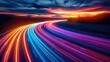 © visoot - A highway with colorful light trails, symbolizing the speed and movement of digital marketing. Generative AI.