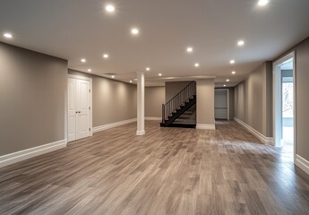 Poster - Modern Basement Interior Design with White Doors