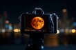 © Sanchai - A close-up of a camera capturing a lunar eclipse, with the moon clearly visible on the screen, ready to be photographed