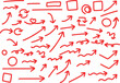 © samemen - red hand drawn arrow set.Collection of hand drawn isolated arrows.red doodle arrows.