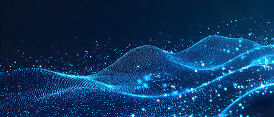 A flat vector illustration of a coding concept, deep blue theme, technology background, code snippets flowing across, binary codes integrated into the design, subtle glow effects, dark blue tones