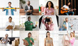 © Prostock-studio - A collage of twelve different individuals representing a variety of occupations. Diverse people posing at their workplaces