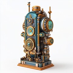 Steampunk time-travel machine with futuristic design in a detailed 3d illustration