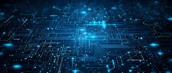 A flat vector illustration of a coding concept, deep blue theme, technology background, code snippets flowing across, binary codes integrated into the design, subtle glow effects, dark blue tones