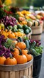 © DigitalArt - Vibrant market display featuring fresh pumpkins and assorted vegetables in rustic baskets, perfect for autumn decorations.