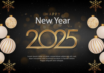 Happy New Year celebration template with golden and black colors background