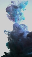 Wall Mural - Smoky blue and pink ink in motion on water. Abstract pattern with blue colours ink in water. Blue Smoke goes down