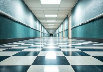 Poster - Checkerboard Hallway