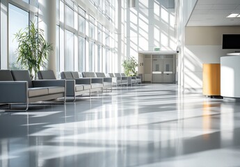 Poster - Modern Hospital Lobby with Sunbeams