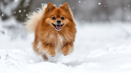 Pomeranian in Snow