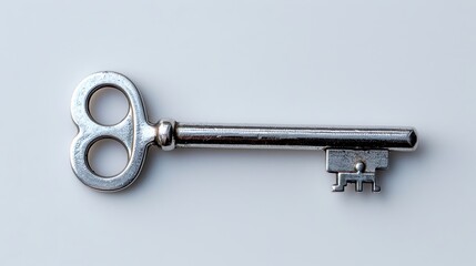 Close-up of a vintage skeleton key with a unique design on a light background, representing security, access, and history.