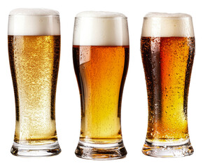 PNG Different types of beer served in clear glasses