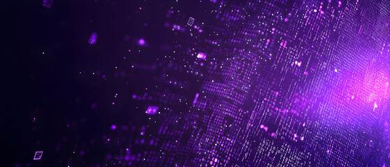 
A flat vector illustration of a graphic technology background, deep purple tones, coding elements, grid patterns, code symbols floating, modern and clean vector art, subtle lighting effects, digital 