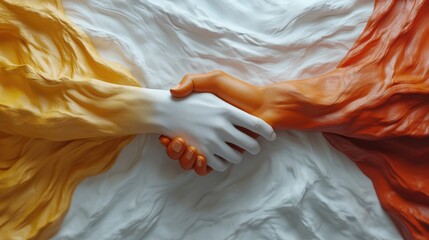 Wall Mural - business handshake, abstract and clean style, white background, 3d illustration, no logo, no tradema