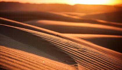 Close up real photo of sand ripples at sunset, beach or desert background