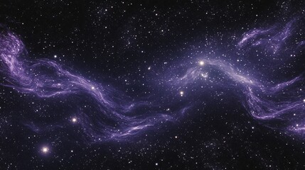 Wall Mural - A cosmic scene showcasing swirling purple nebulae and distant stars in a vast galaxy.