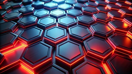 Abstract hexagon pattern with red glowing lines in a futuristic sci-fi render