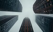 © Resni AI - Four tall skyscrapers in a foggy city.