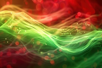 Wall Mural - Abstract background with red and green waves flowing in space