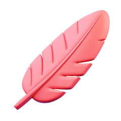 Wall Mural - red feather 3d render icon isolated on transparent background cutout
