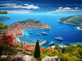 Poster - View of Dubrovnik and Adriatic sea from Srd Mountain in Croatia