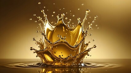 Golden liquid splash with ripples.