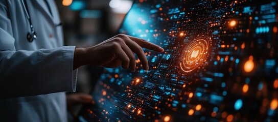 Doctor Interacting with Futuristic Interface