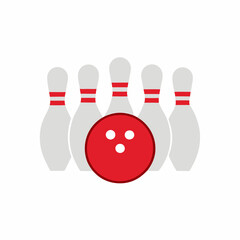 Bowling in flat style on a isolated white background (2)