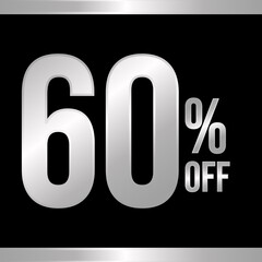 Wall Mural - 60 percent off silver, with black background and silver strips on top and bottom