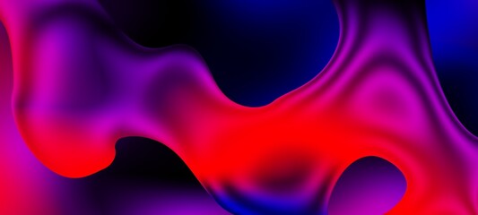 Aufkleber - Abstract blue and purple liquid wavy shapes futuristic banner. Glowing retro waves wide background