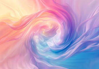 Poster - This image displays a captivating swirl of pastel colors blending seamlessly to create a whimsical and smooth gradient effect, evoking a sense of calm and creativity.